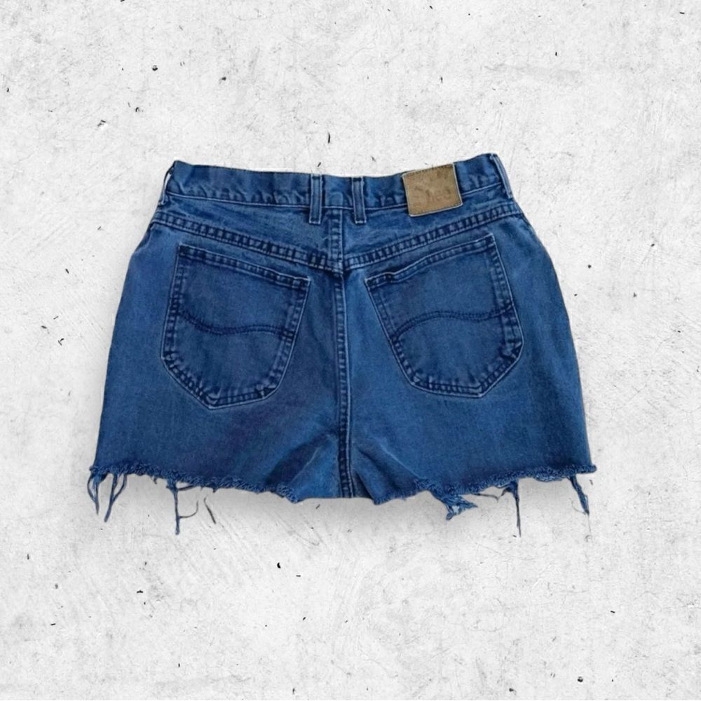 Vtg 90s Lee Riveted High Rise Denim Cutoff Shorts - Picture 2 of 8